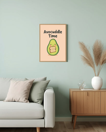 Spruchposter „Avocuddle Time“ – modernes Poster mit Avocado-Motiv, perfekt für alle, die Humor und Stil lieben.
