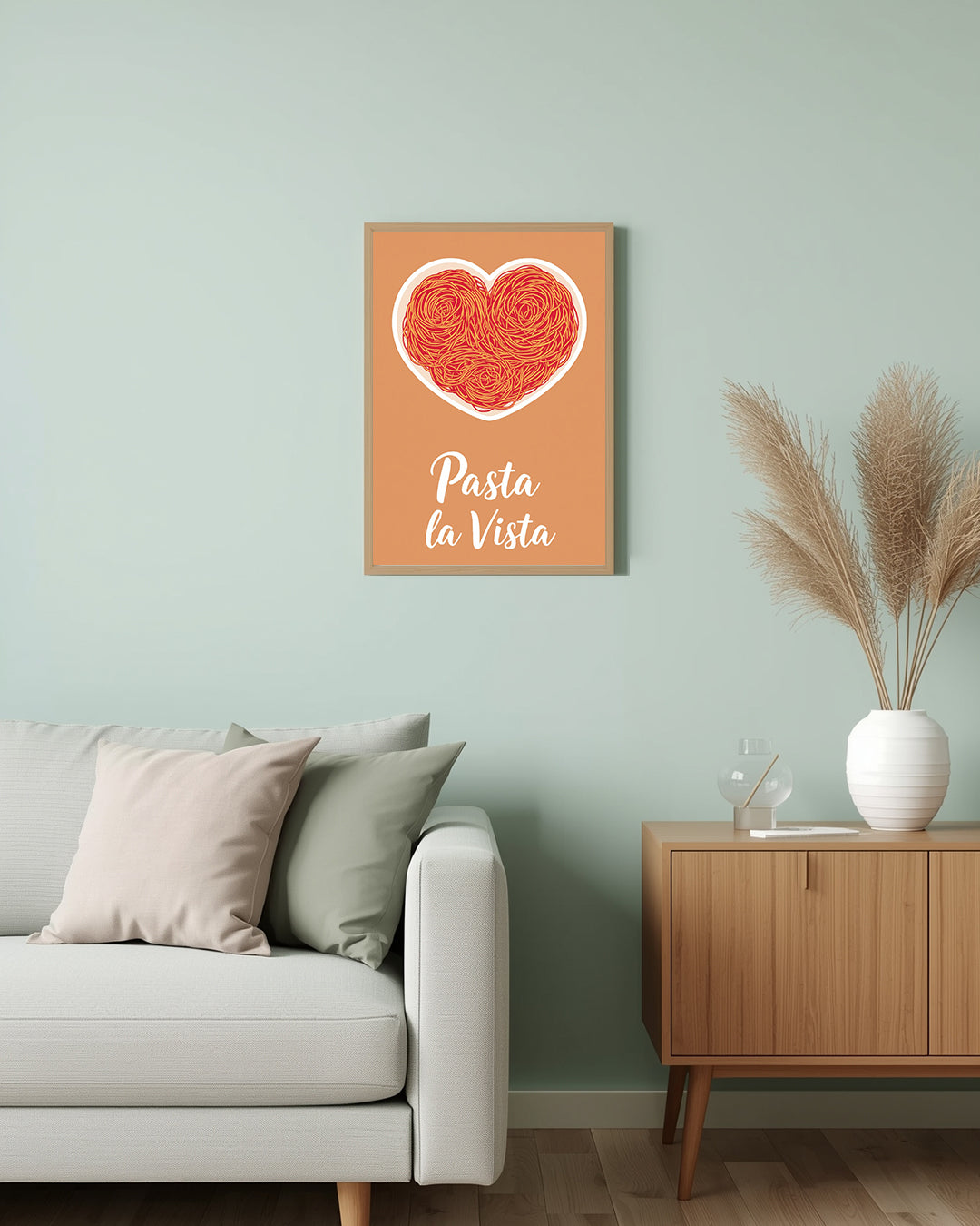 Spruchposter „Pasta la Vista“ – modernes Poster für alle, die Humor und Stil in der Küche lieben 30x40cm.