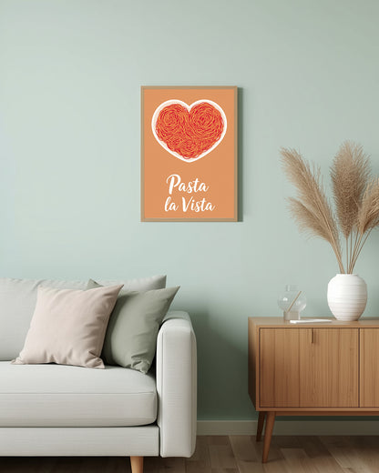 Spruchposter „Pasta la Vista“ – modernes Poster für alle, die Humor und Stil in der Küche lieben 30x40cm.