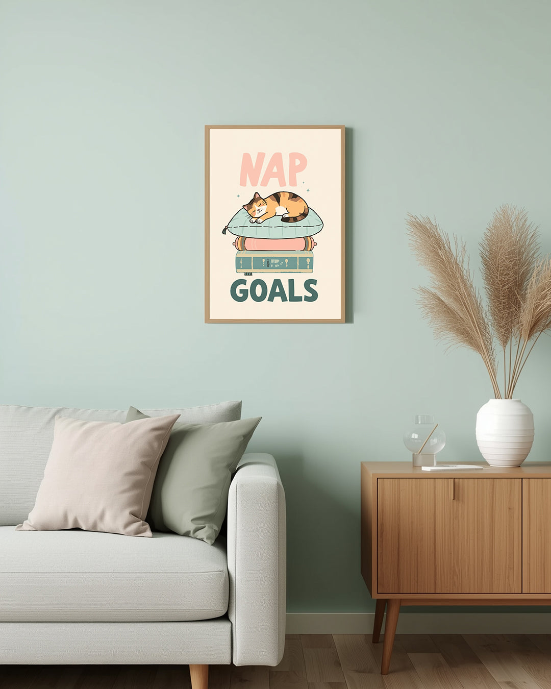 Spruchposter „Nap Goals“ – perfektes Geschenk oder Deko für Katzenfans und Freunde witziger Sprüche.