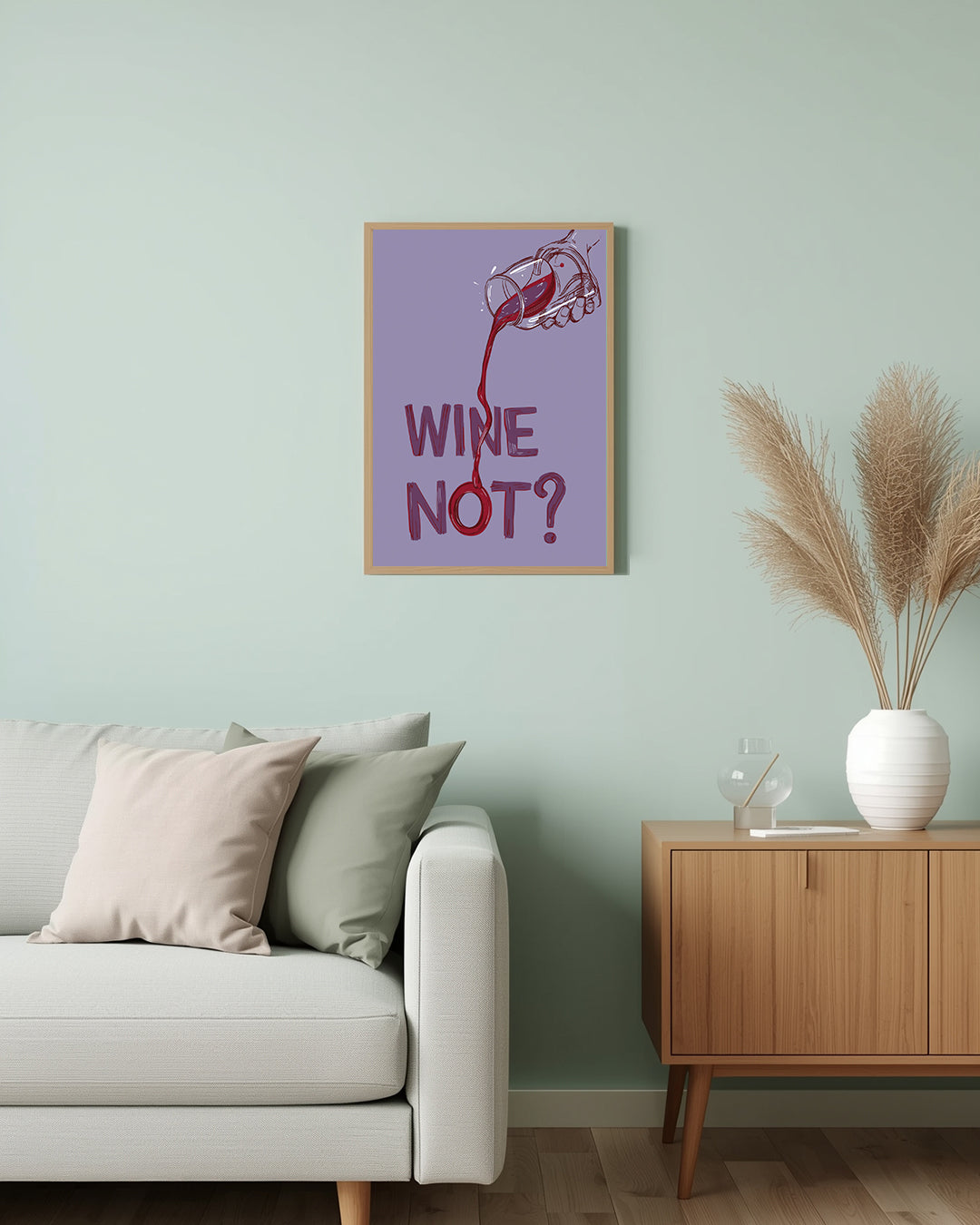 Spruchposter „Wine Not?“ – perfektes Geschenk oder Deko für alle, die Humor und Stil verbinden möchten.