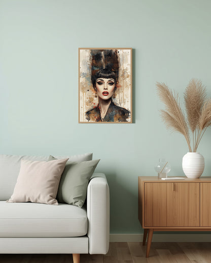 Künstlerisches Jazz Sängerin Poster im Wasserfarben-Stil für eine stilvolle und künstlerische Atmosphäre