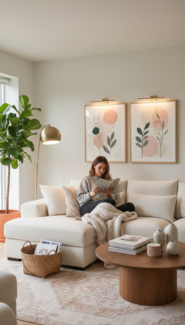 Poster Kollektion im minimalistischem Boho Blätter Stil in Cozy Wohnzimmer