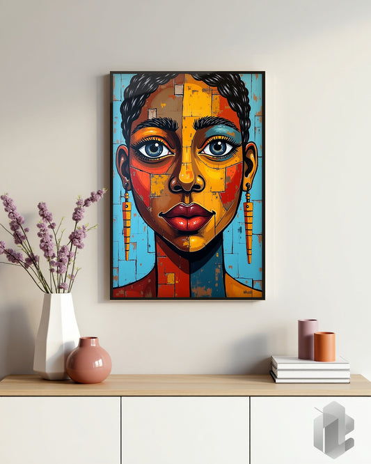 Gerahmtes Poster: Motiv African Mosaik auf Kommode