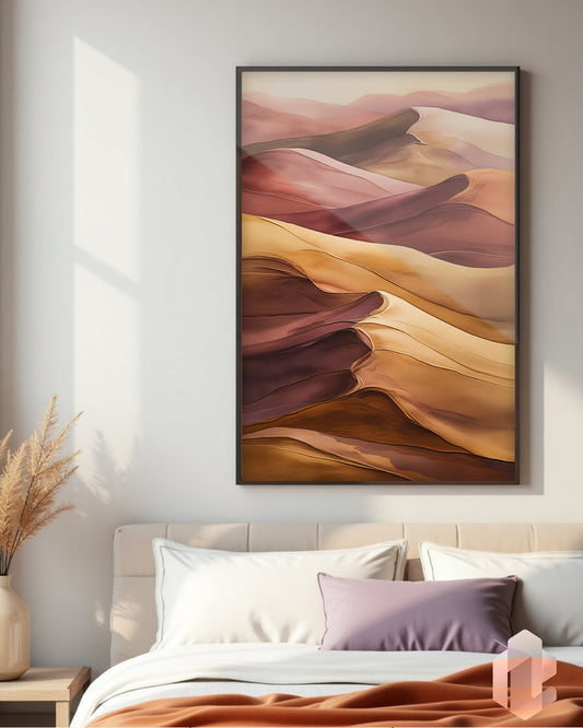 Gerahmtes Poster: Motiv Brown Dunes im Schlafzimmer