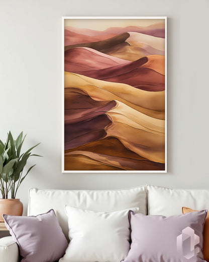 Gerahmtes Poster: Motiv Brown Dunes Mockup Couch