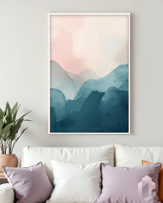 Gerahmtes Poster: Calm Radiance Mockup Couch