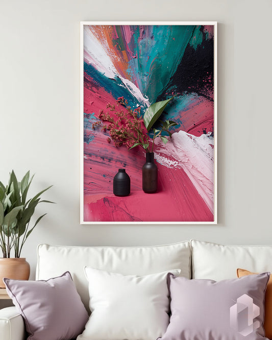 Gerahmtes Poster: Colors and Plants Mockup Couch