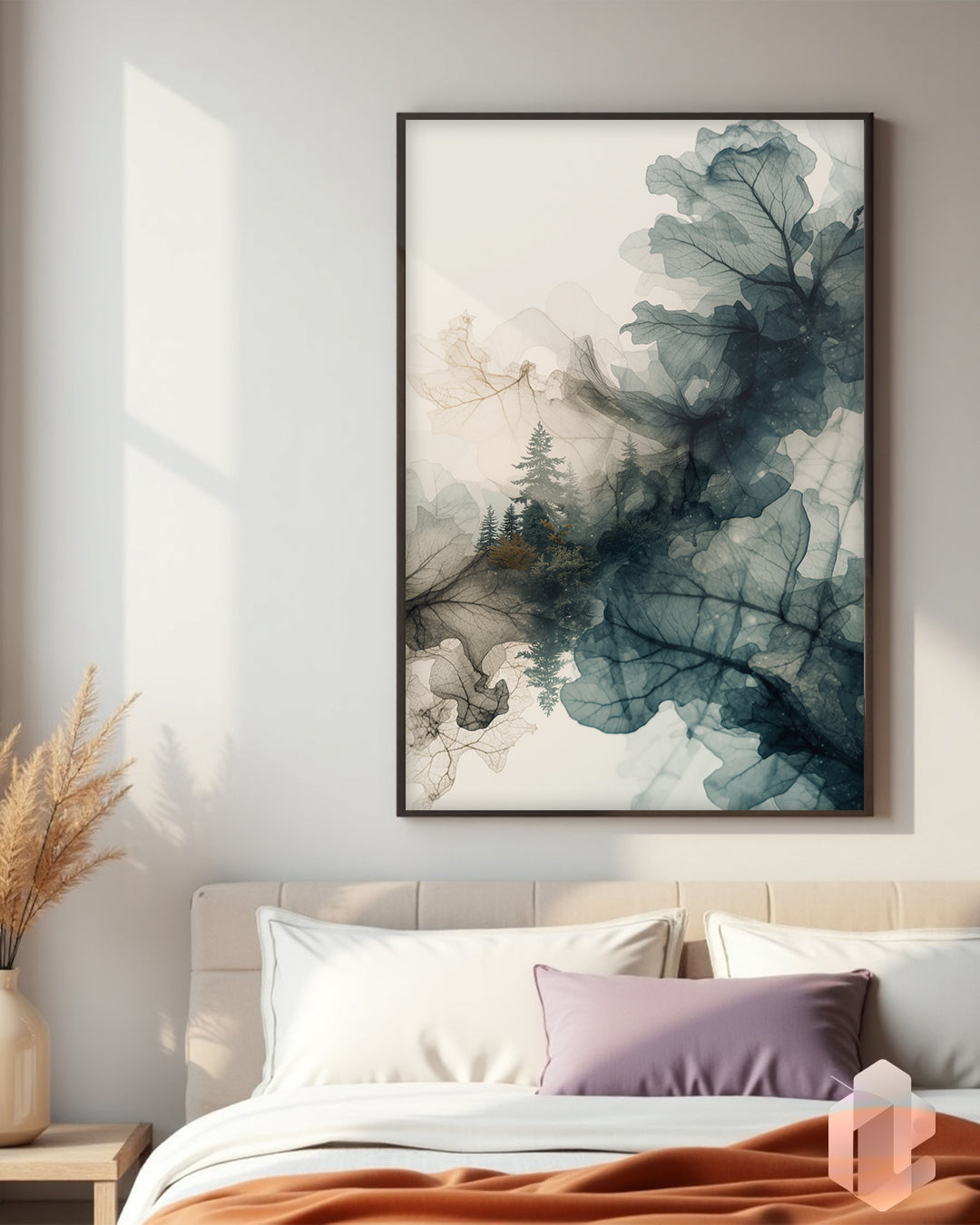 Gerahmtes Poster: Forest Whispers im Schlafzimmer