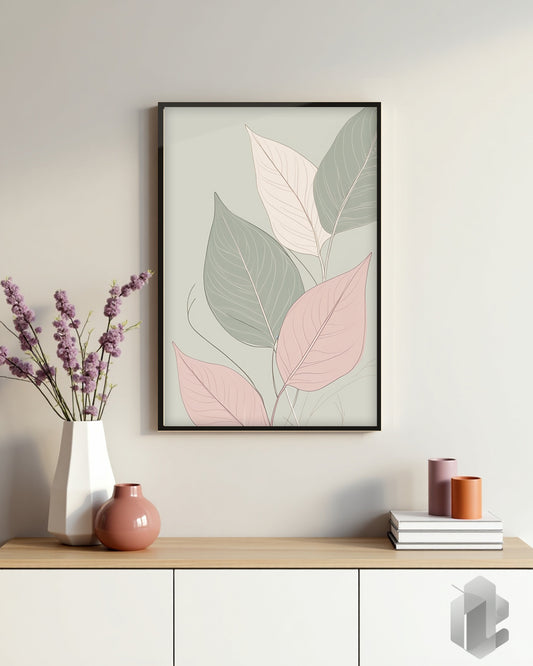 Gerahmtes Poster: Motiv Big Leafs auf Kommode