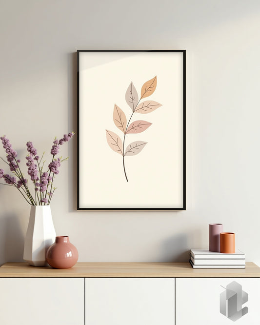 Gerahmtes Poster: Motiv Round Bronze Leaf auf Kommode
