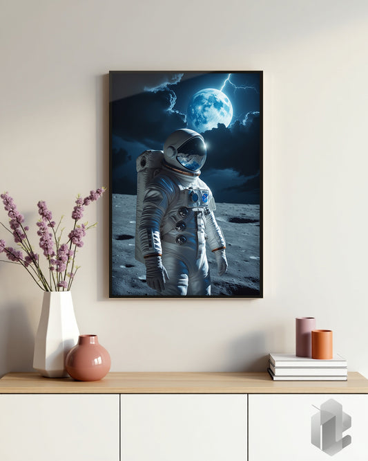 Gerahmtes Poster: Motiv Moon Astronaut auf Kommode