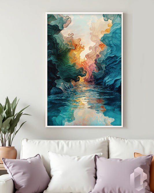 Gerahmtes Poster: Nature Veins Mockup Couch