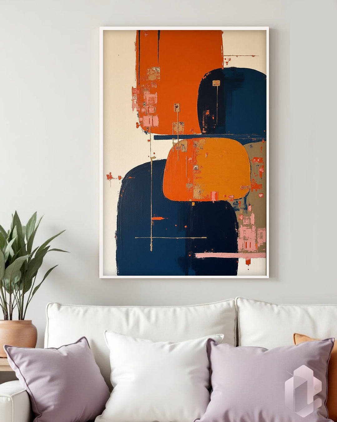 Gerahmtes Poster: Organic Shapes Mockup Couch