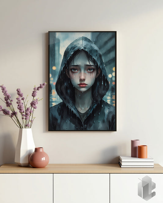Gerahmtes Poster: Motiv Rainy Days auf Kommode