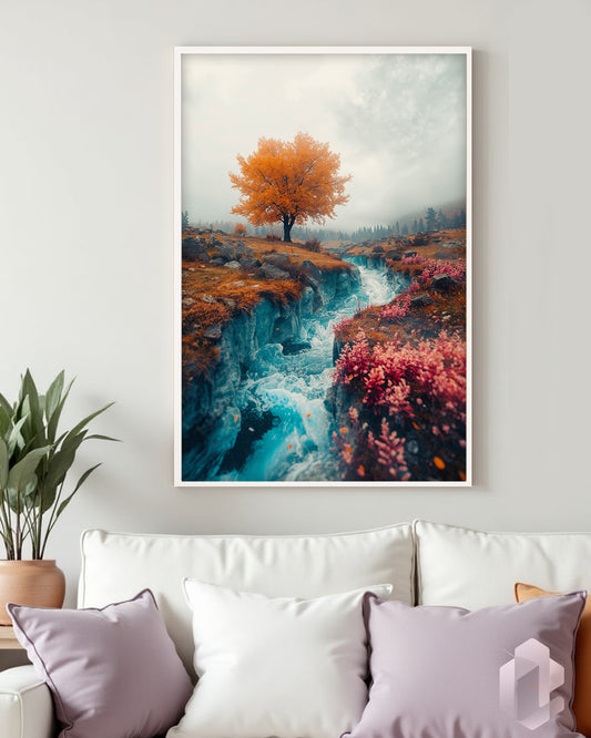 Gerahmtes Poster: River Muse Mockup Couch