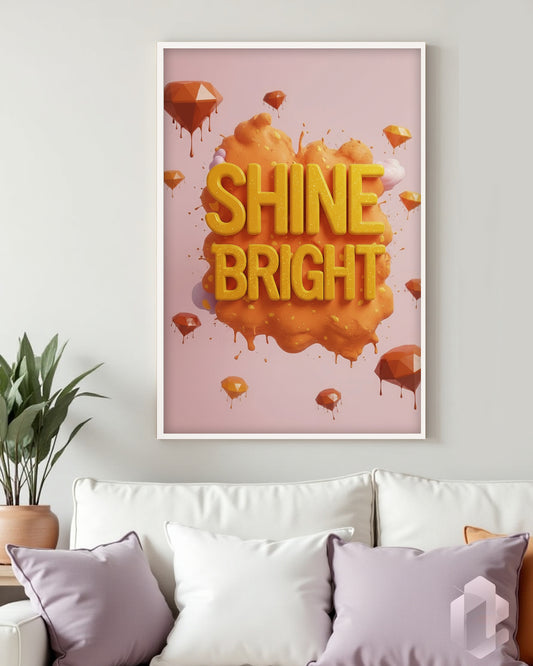 Gerahmtes Poster: Shine Bright Quote über Couch mockup