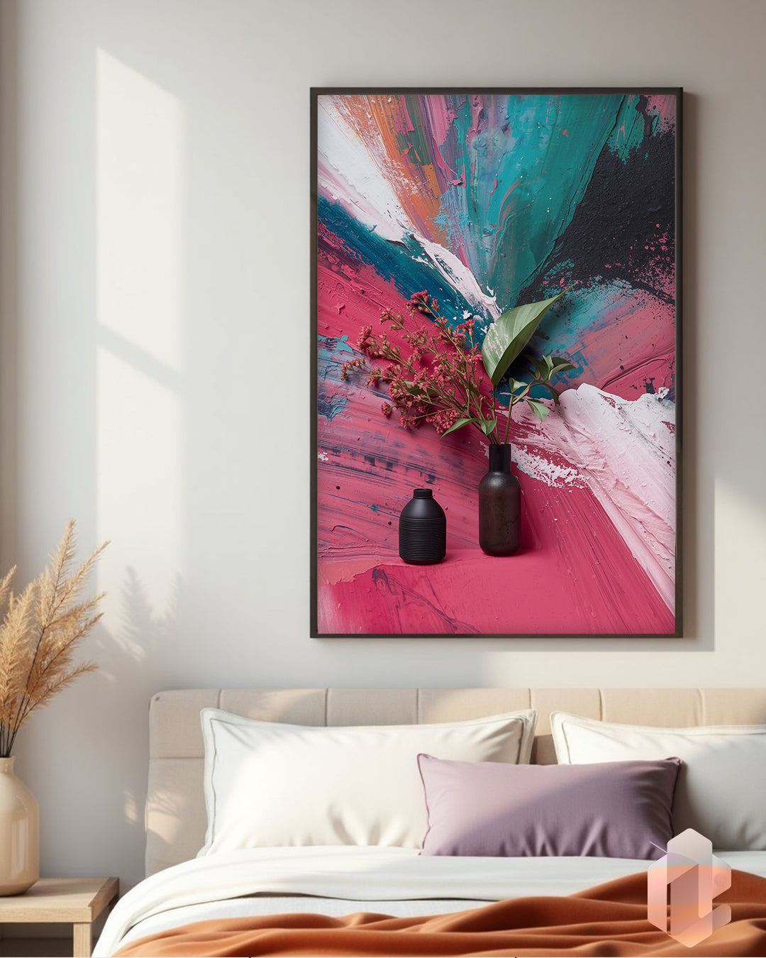 Modernes Poster „Colors & Plants“ – stilvolles Wandbild mit abstrakten Farben und Pflanzenmotiven für moderne Wohnkonzepte