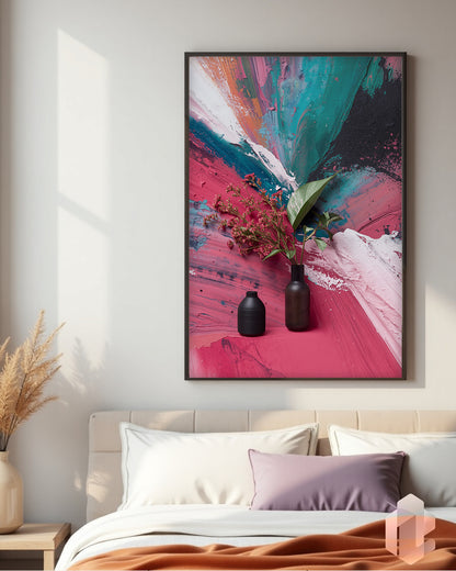 Modernes Poster „Colors & Plants“ – stilvolles Wandbild mit abstrakten Farben und Pflanzenmotiven für moderne Wohnkonzepte