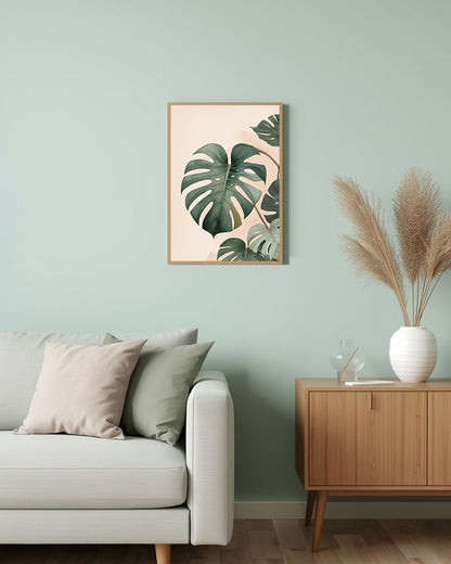 Monstera-Pflanze als Wandkunst: Tropisches Poster für dein Wohnzimmer oder Büro im modernen Stil 30x40cm