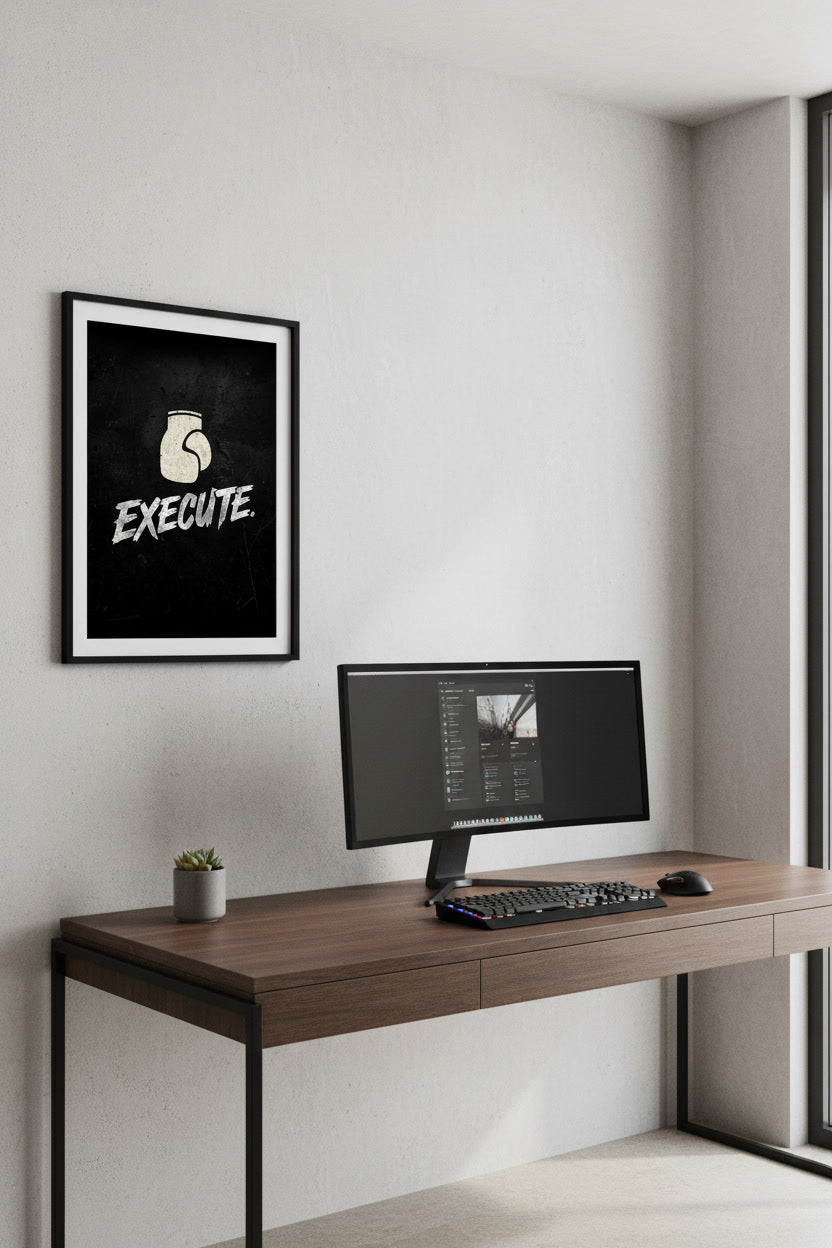 Typografie Wandbild EXECUTE für Büro und Home Office