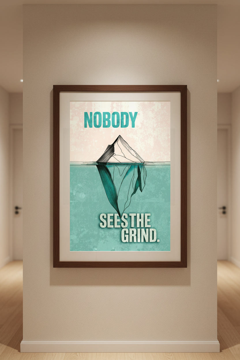 Modernes Motivationsposter Nobody sees the grind im minimalistischen Design