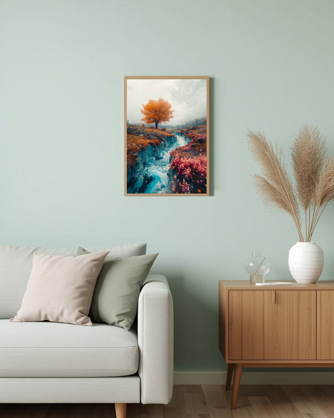 Abstraktes Poster „River Muse“ – perfektes Geschenk für alle, die Natur, Herbstfarben und harmonische Einrichtung lieben 30x40.
