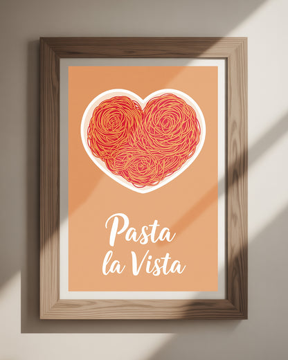 Pasta la Vista‘ Küchenposter in 50x70 cm – witziger Kunstdruck für deine Küche oder Esszimmer, ideal für Italien-Liebhaber.