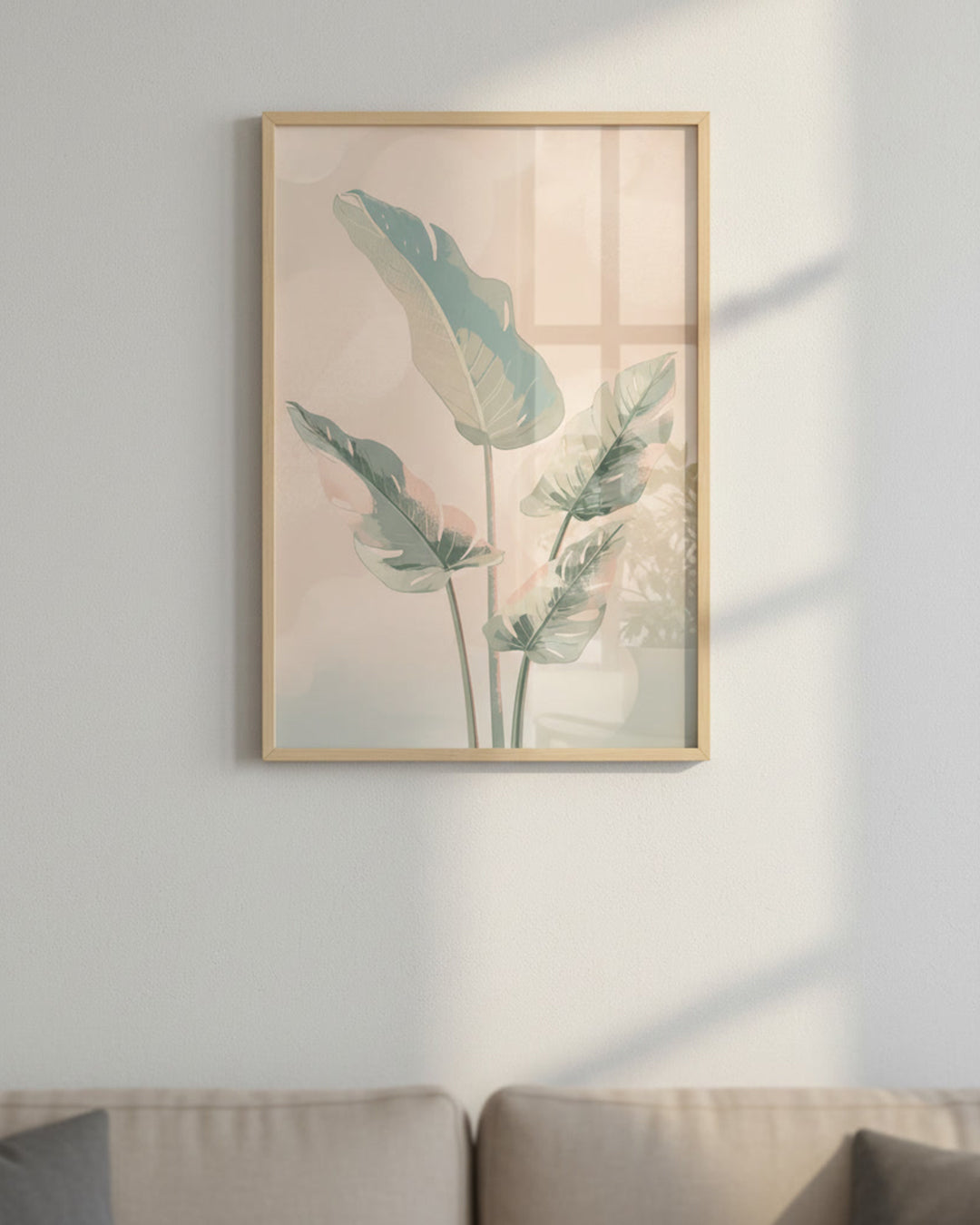 Wandbild im Boho-Stil mit zarten Pflanzendesigns – perfekte Ergänzung für eine entspannte, natürliche Raumgestaltung