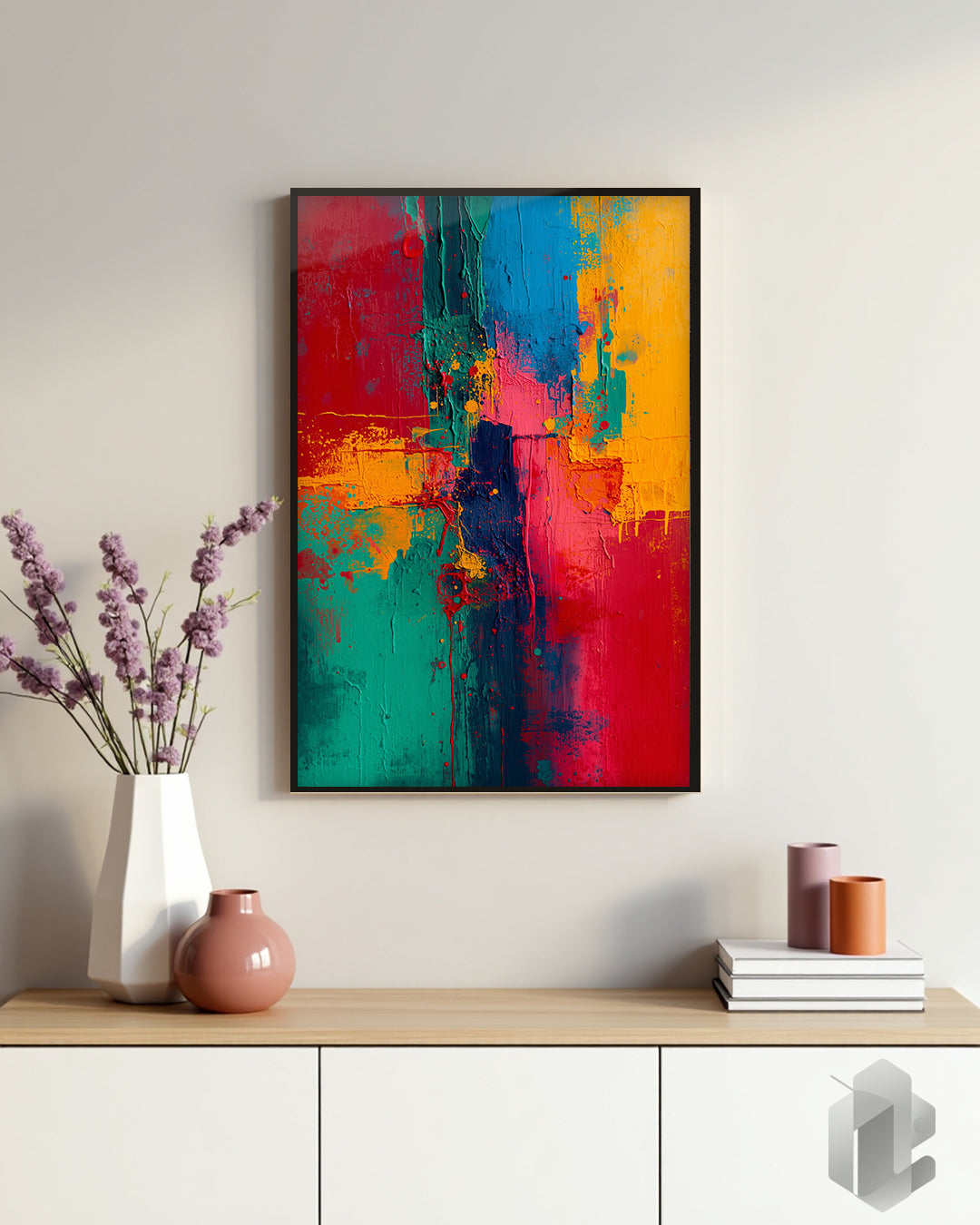 Poster „Abstract Colors“ – abstraktes buntes Kunstwerk mit harmonischen Farben für Wohnzimmer, Schlafzimmer, Flur oder Büro.