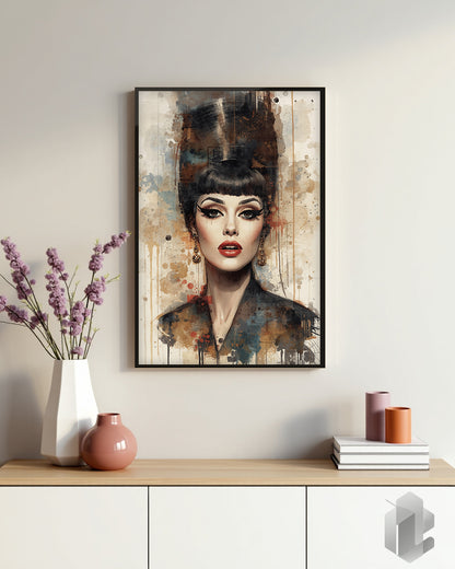 Jazz Singer: Kunstvolles Poster einer Jazz Sängerin im Wasserfarben-Stil für eine elegante Wandgestaltung