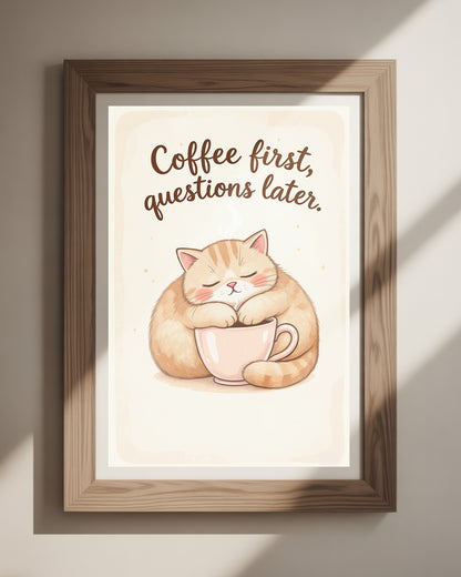 Lustiges Katzenposter mit schlafender Katze und dem Spruch ‘Nap Goals’ – humorvolle Wanddeko für Wohnzimmer oder Schlafzimmer, Poster 50x70 cm.