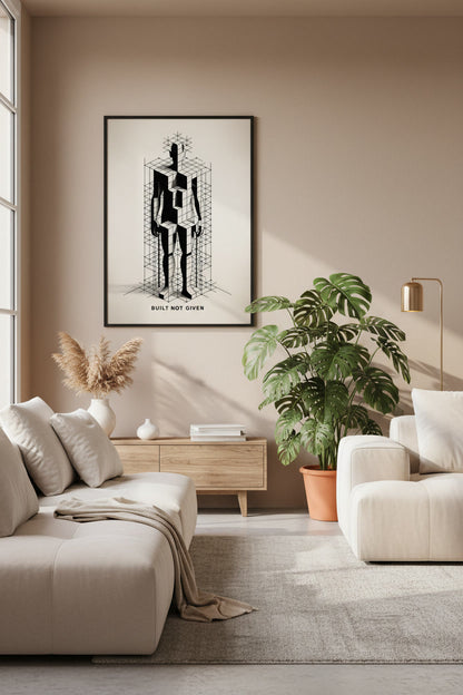 Motivationsposter „Built Not Given“ für Büro, Home Office und Gym