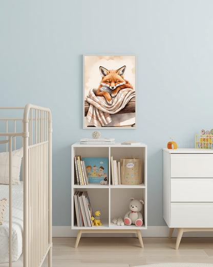 Schlafender Fuchs „Sleeping Fox“ Poster: Eine liebevoll gestaltete Wandkunst für ein modernes und beruhigendes Kinderzimmer