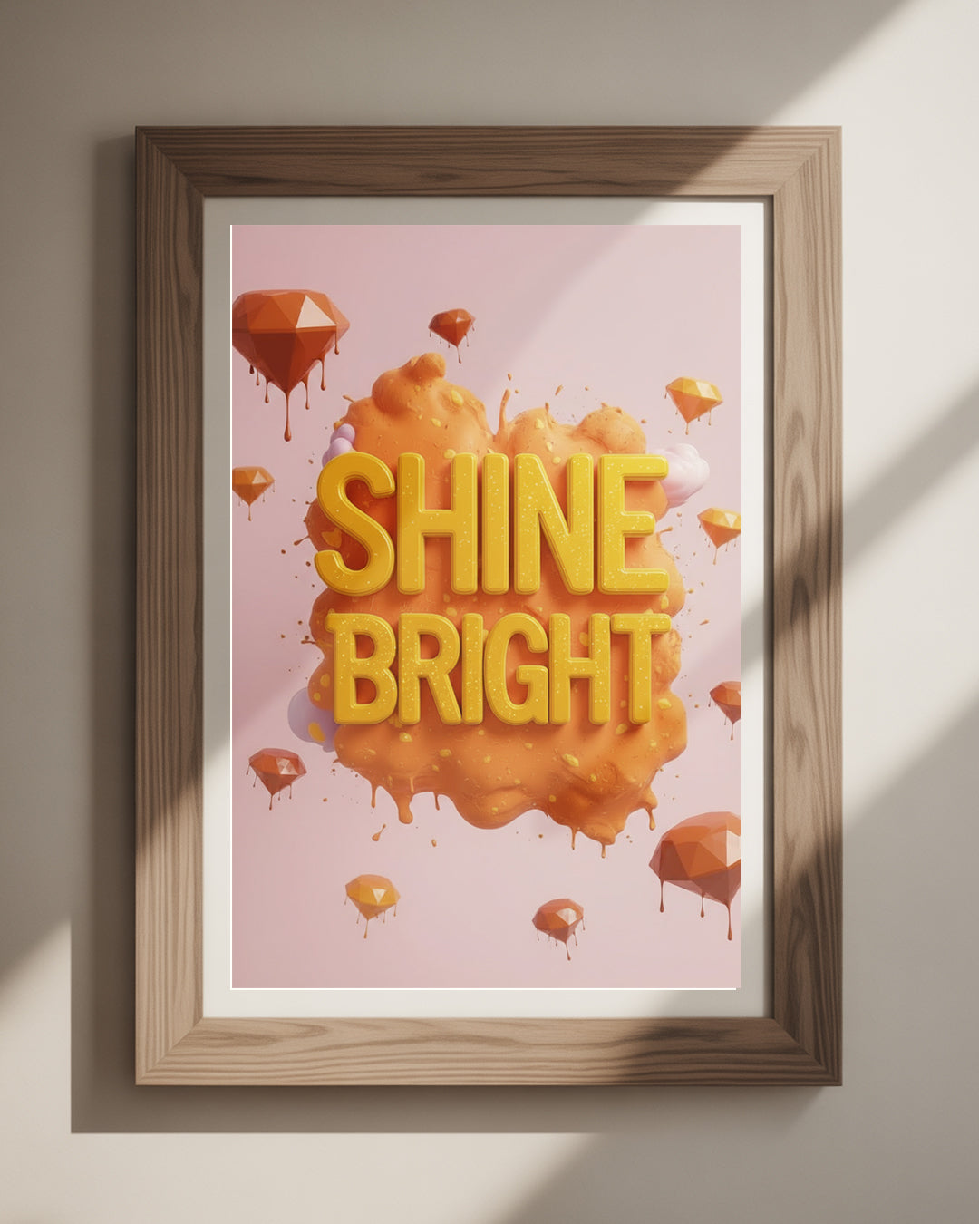 Shine Bright Poster mit inspirierendem Zitat – Motivationsspruch als Wanddeko für Wohnzimmer, modernes Poster 50x70 cm