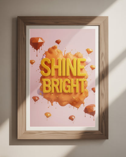Shine Bright Poster mit inspirierendem Zitat – Motivationsspruch als Wanddeko für Wohnzimmer, modernes Poster 50x70 cm