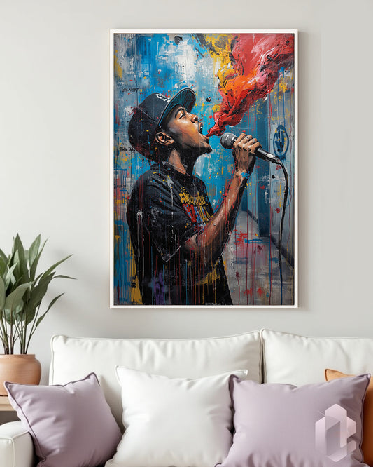 Street Rapper – Graffiti-Wandbild eines US-Rappers als Poster im urbanen Streetstyle für kreative Wandgestaltung im Wohnzimmer oder Jugendzimmer.