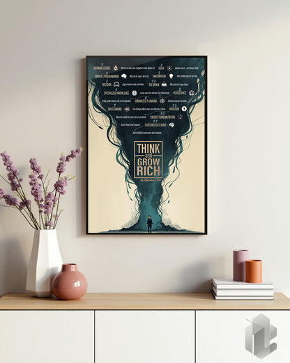 Motivationsposter mit den 13 Erfolgsregeln nach Napoleon Hill aus Think and Grow Rich