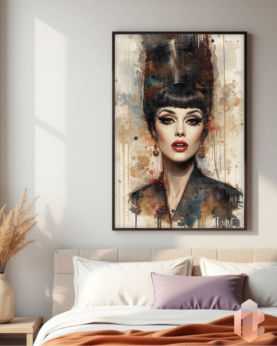 Wasserfarben Portrait einer Jazz Sängerin aus den 70ern – ideales Wandbild für kreative Räume