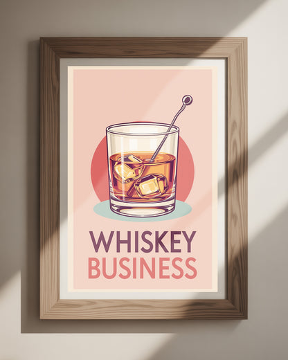 Whiskey-Poster mit Spruch ‘Whiskey Business’ – lustiges Wandbild für Bar, Wohnzimmer oder Home-Office, Poster 50x70 cm
