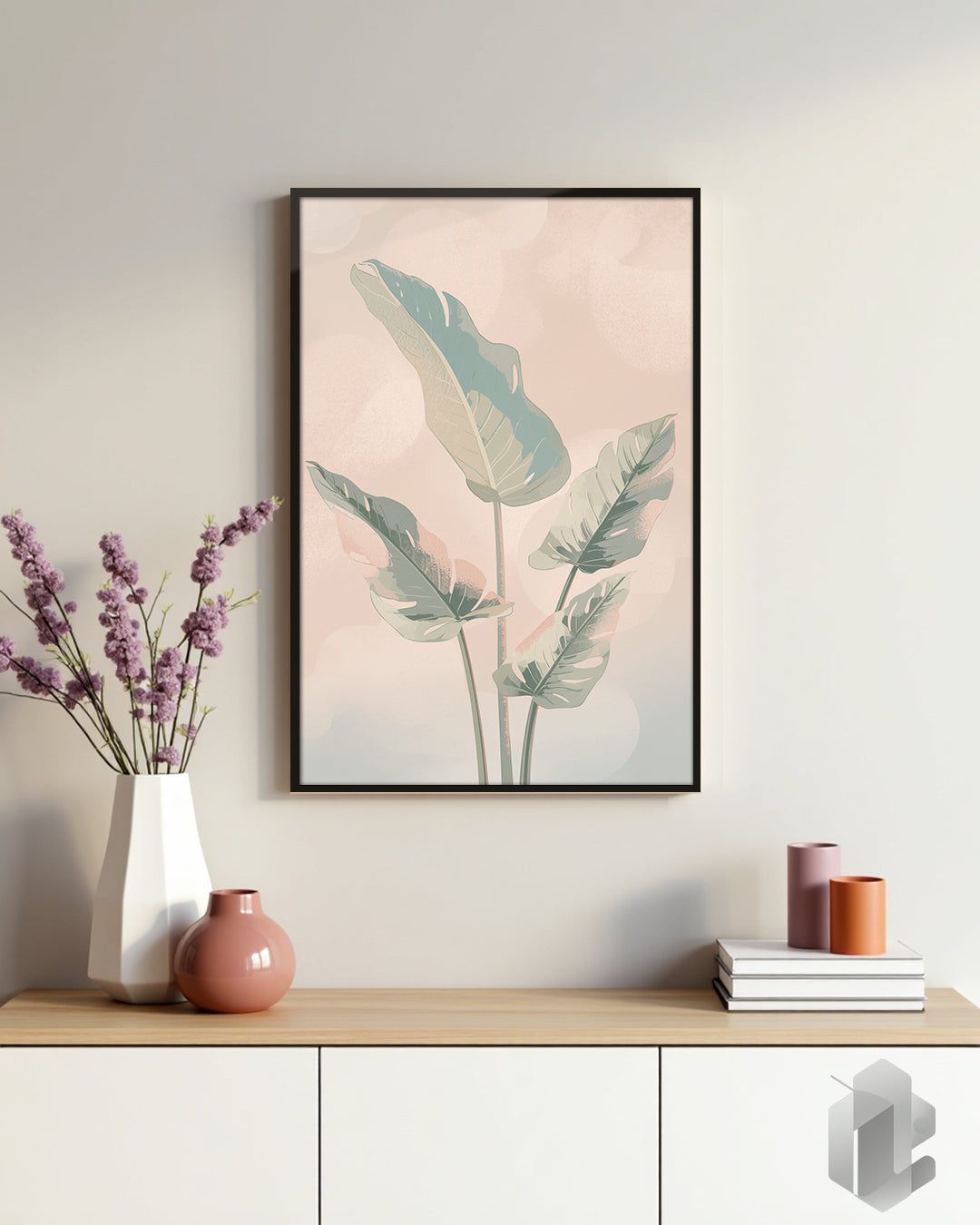 Minimalistisches Boho Pflanzen Poster in sanften Pastellfarben – moderne Wanddeko für jedes Zuhause.