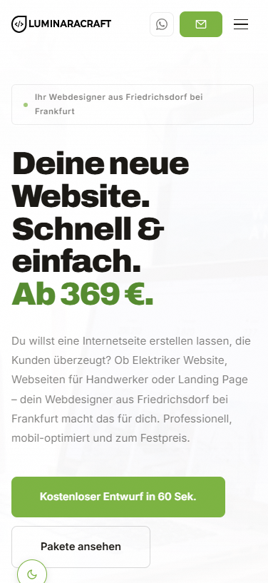 LuminaraCraft Website: Responsive Landingpage für Webdesign aus Friedrichsdorf